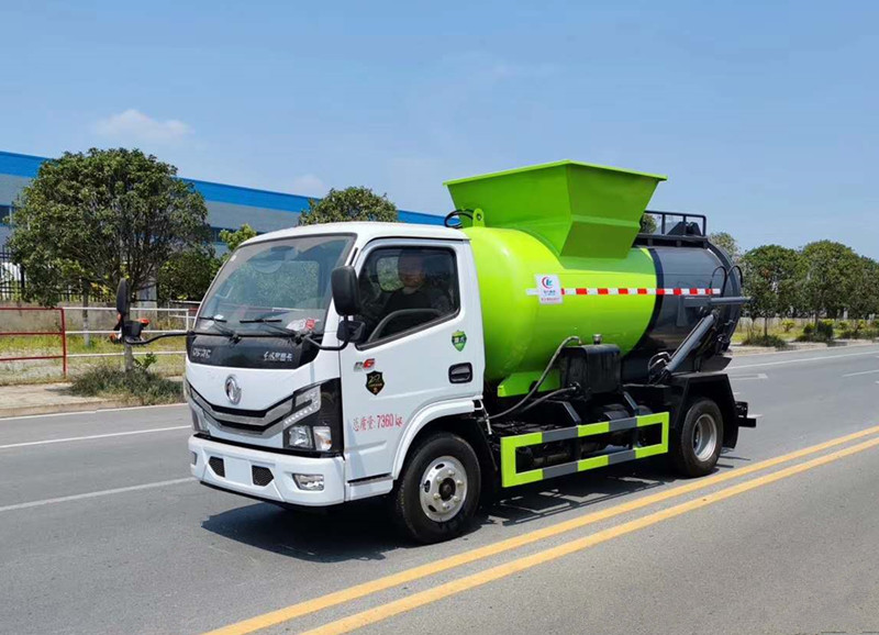 國六東風5方餐廚垃圾車[圓罐]